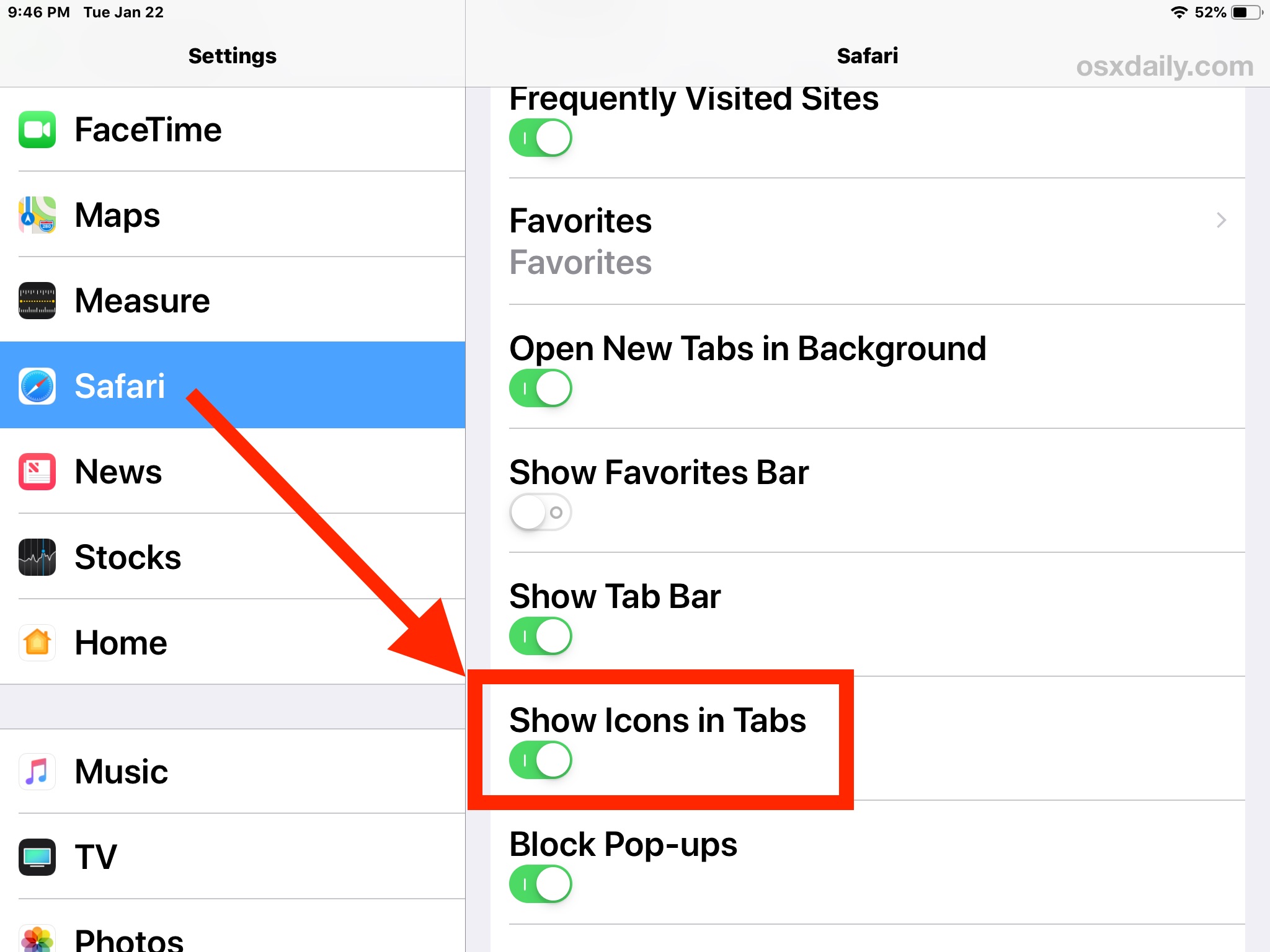 How to Show site Icons (FavIcons) in Safari for iPad & iPhone