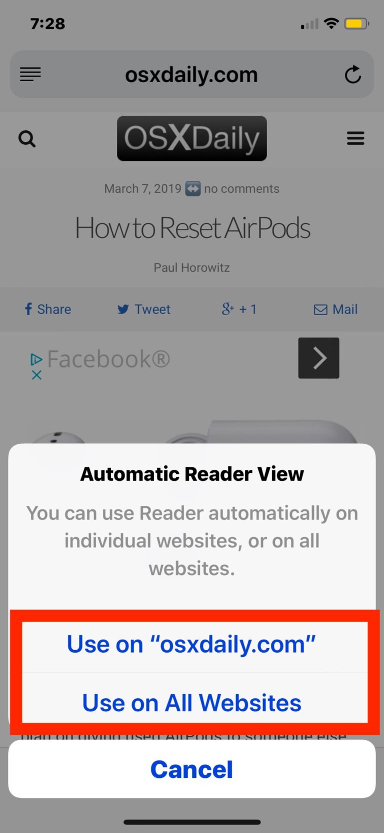 How to Enable Reader View in Safari Automatically on iPhone or iPad