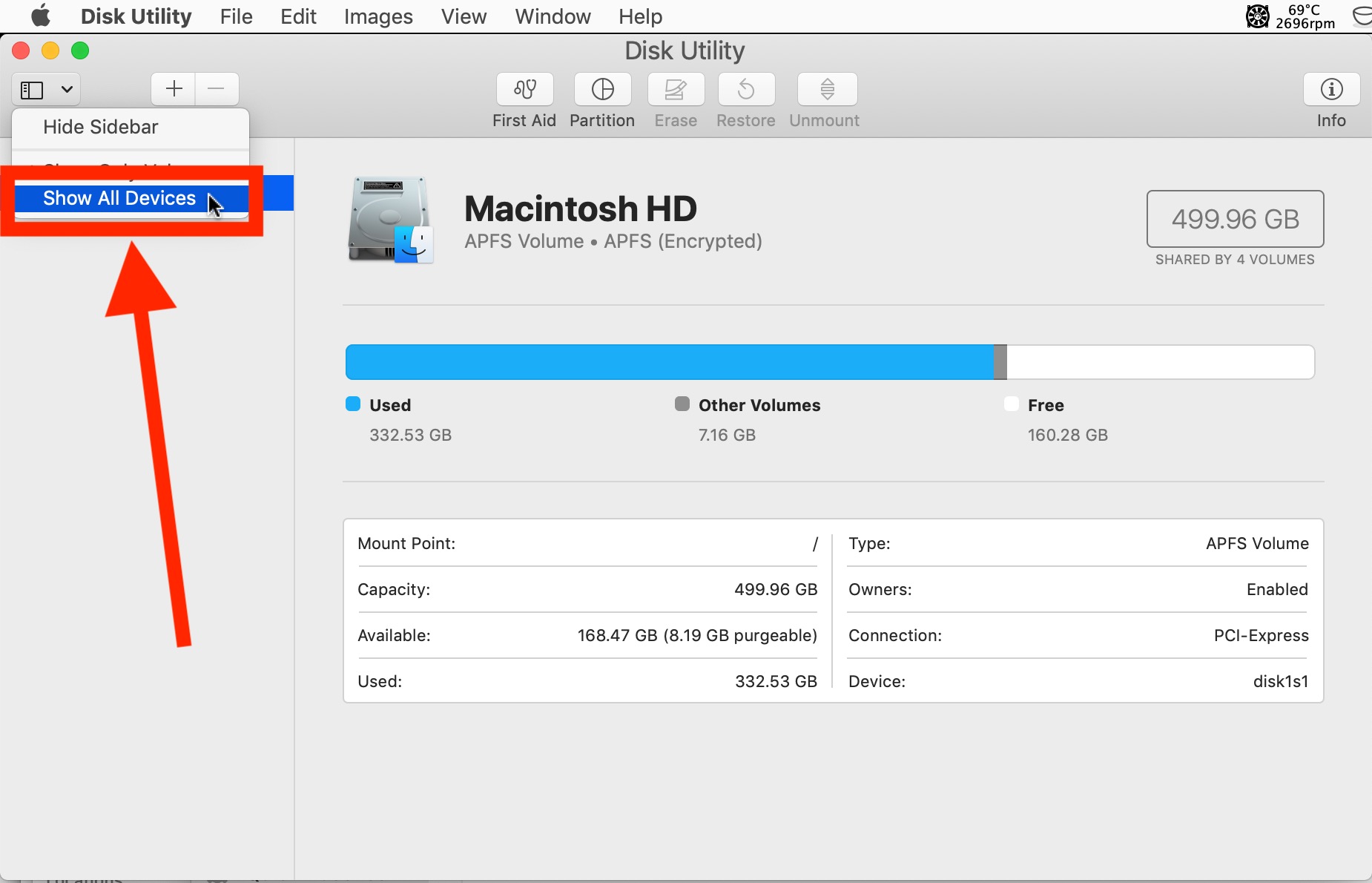 How to Show All Drive Devices in Disk Utility for MacOS