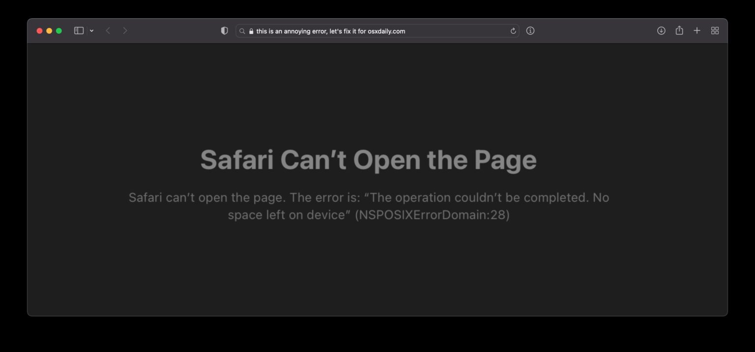 Fix “Safari Can’t Open Page NSPOSIXErrorDomain28” Error on Mac
