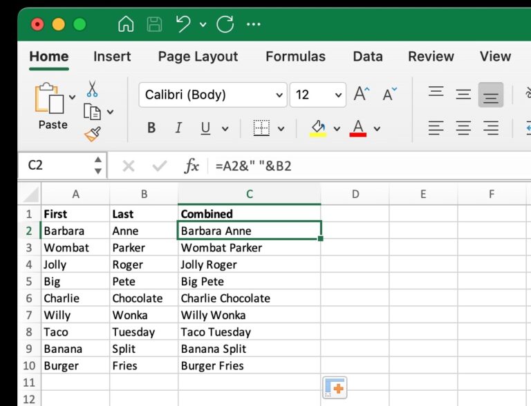 How to Combine Two Columns in Excel