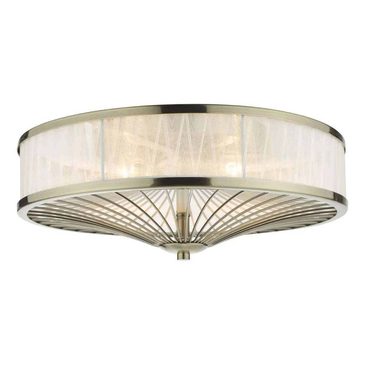 Dar Lighting OSL5075 Oslo 3 Light Antique Brass Flush Fitting