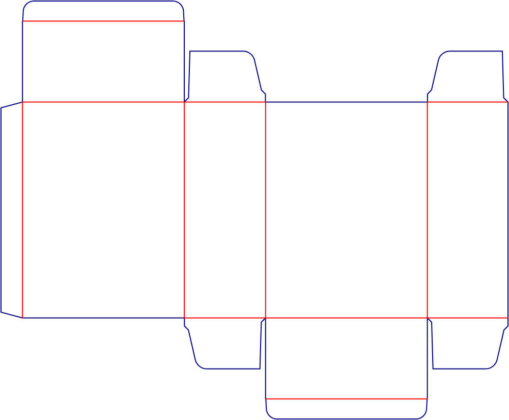 Custom dimensions reverse straight tuck end boxes double tray dieline 100030