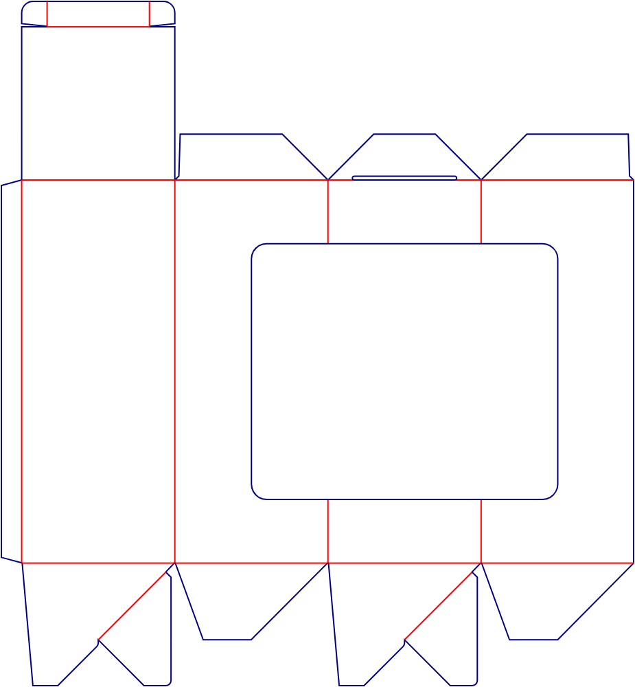 Custom dimensions tuck end boxes with window dieline 100242