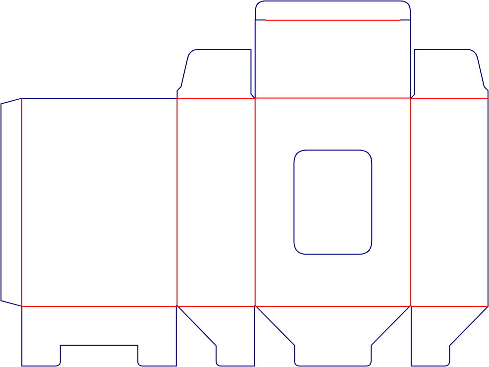 Custom dimensions back open boxes window display dieline 103013