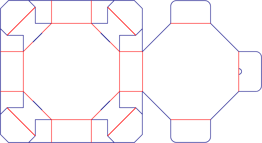 Custom dimensions flip top boxes octagon dieline 158080