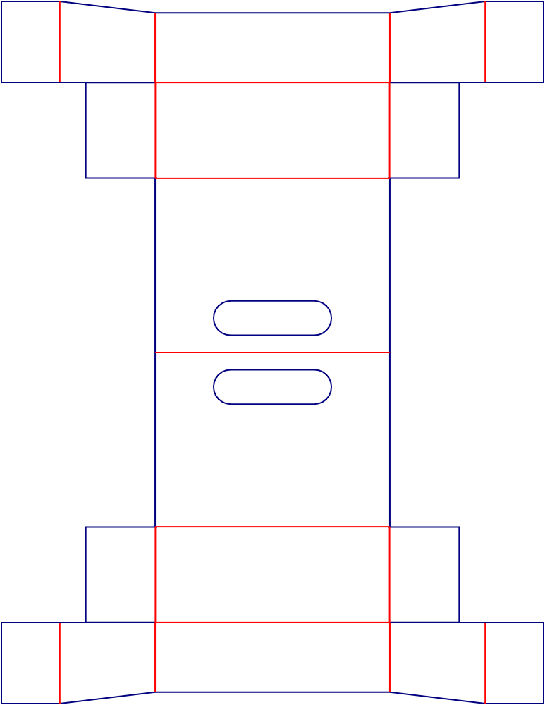 Custom dimensions shopping baskets with handles display boxes dieline