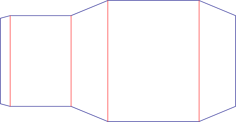 Custom dimensions box covers trapezoidal sleeve boxes dieline 240030
