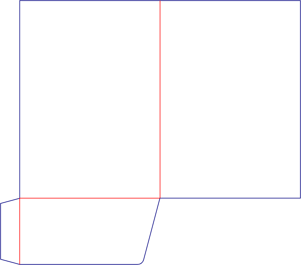 Custom dimensions single folder folders dieline 246010
