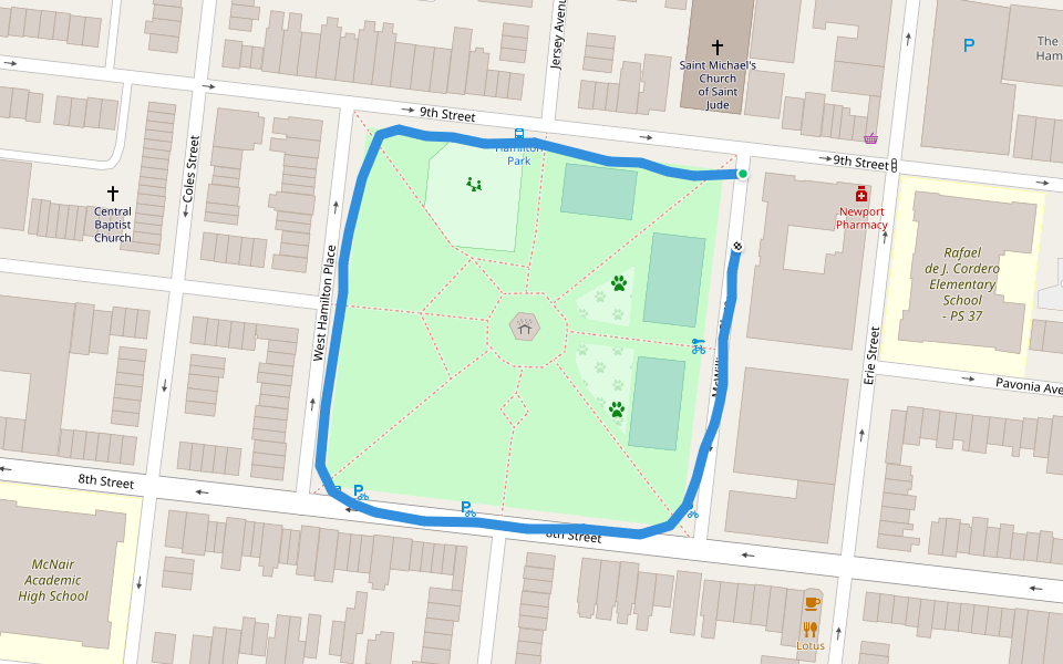 Hamilton Park Walking and Running Jersey City, New Jersey, USA Pacer