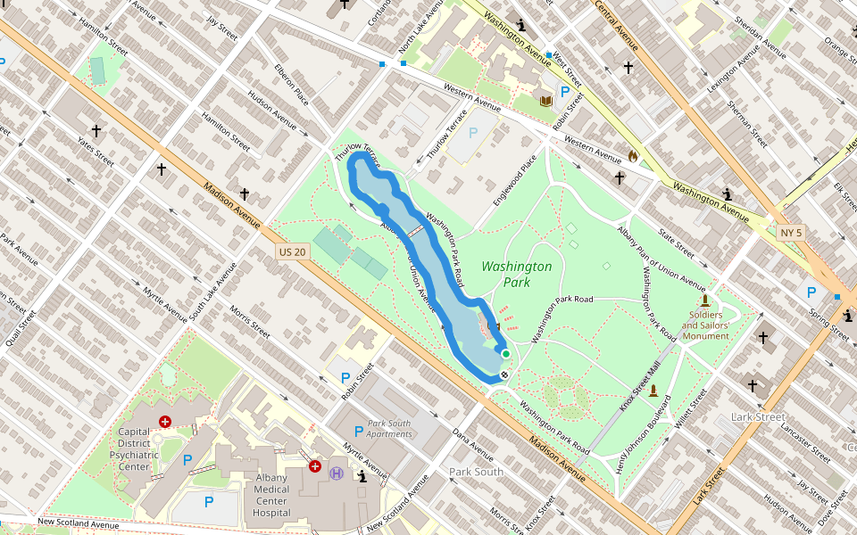 Washington Park Walking and Running Albany, New York, USA Pacer