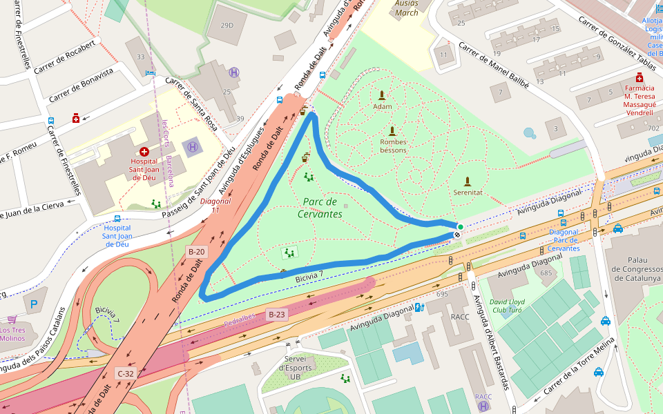 Cervantes Park Walking and Running Pedralbes, L'Hospitalet de