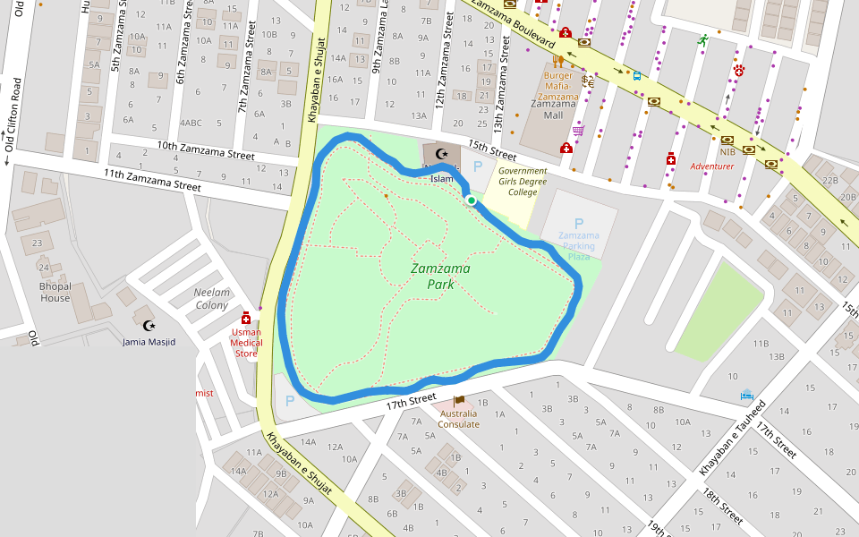 Zamzama Park Walking and Running Karachi, Sindh, Pakistan Pacer