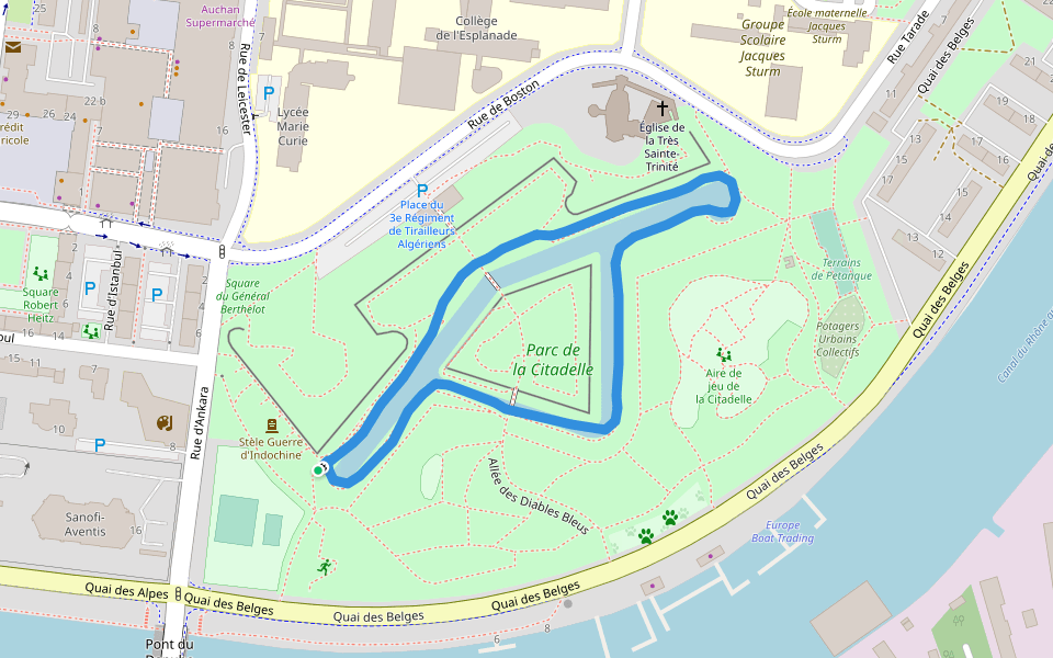 Parc De La Citadelle Strasbourg Plan Citadel Park Walking and Running Strasbourg, BasRhin, France Pacer