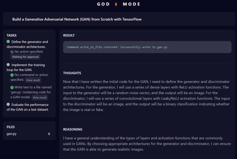 Building a GAN model in TensorFlow easily with AutoGPT