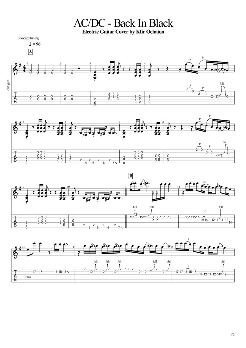 Guitar Chords For Back In Black