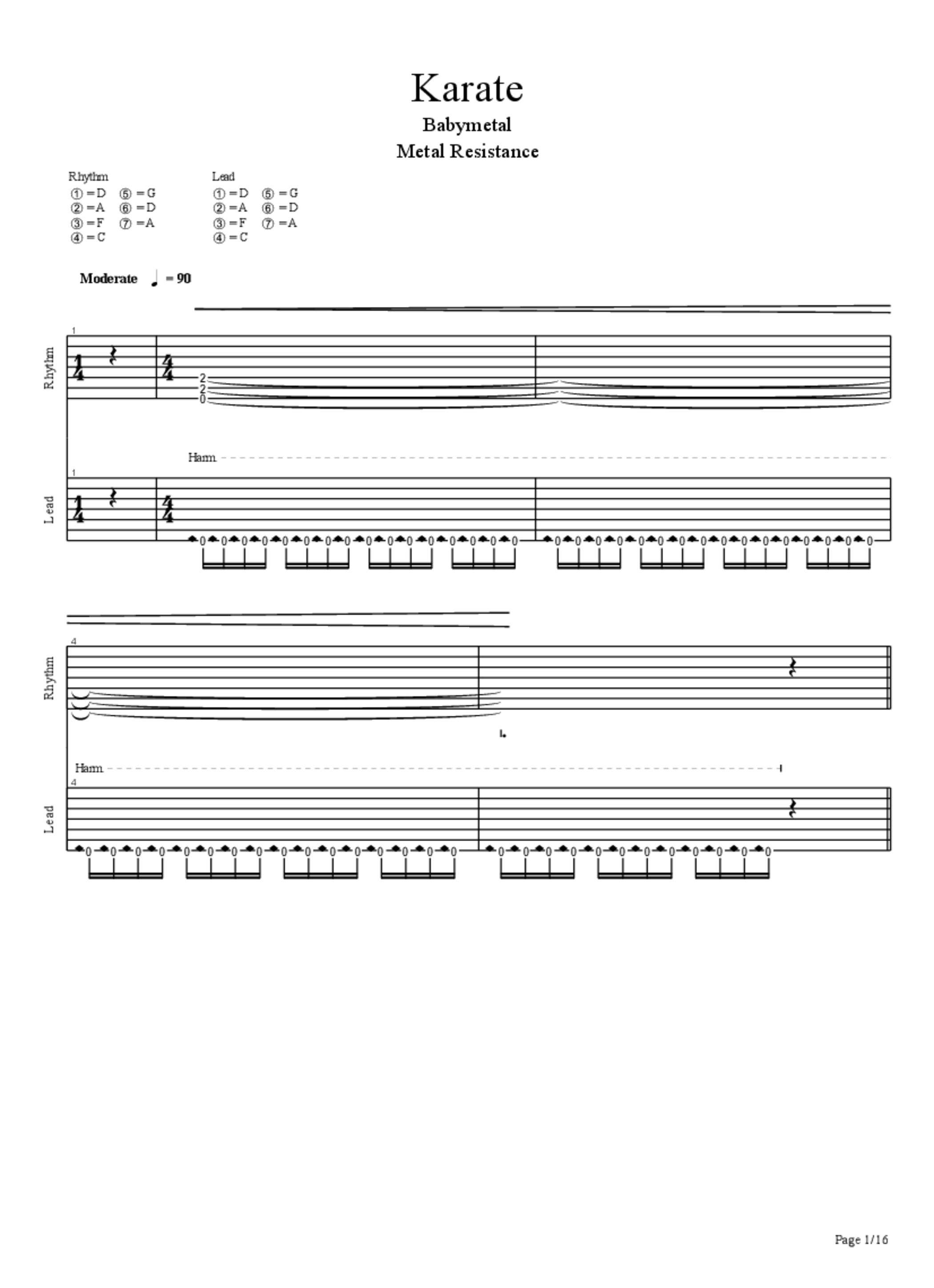 KARATE Tab & Chords BABYMETAL