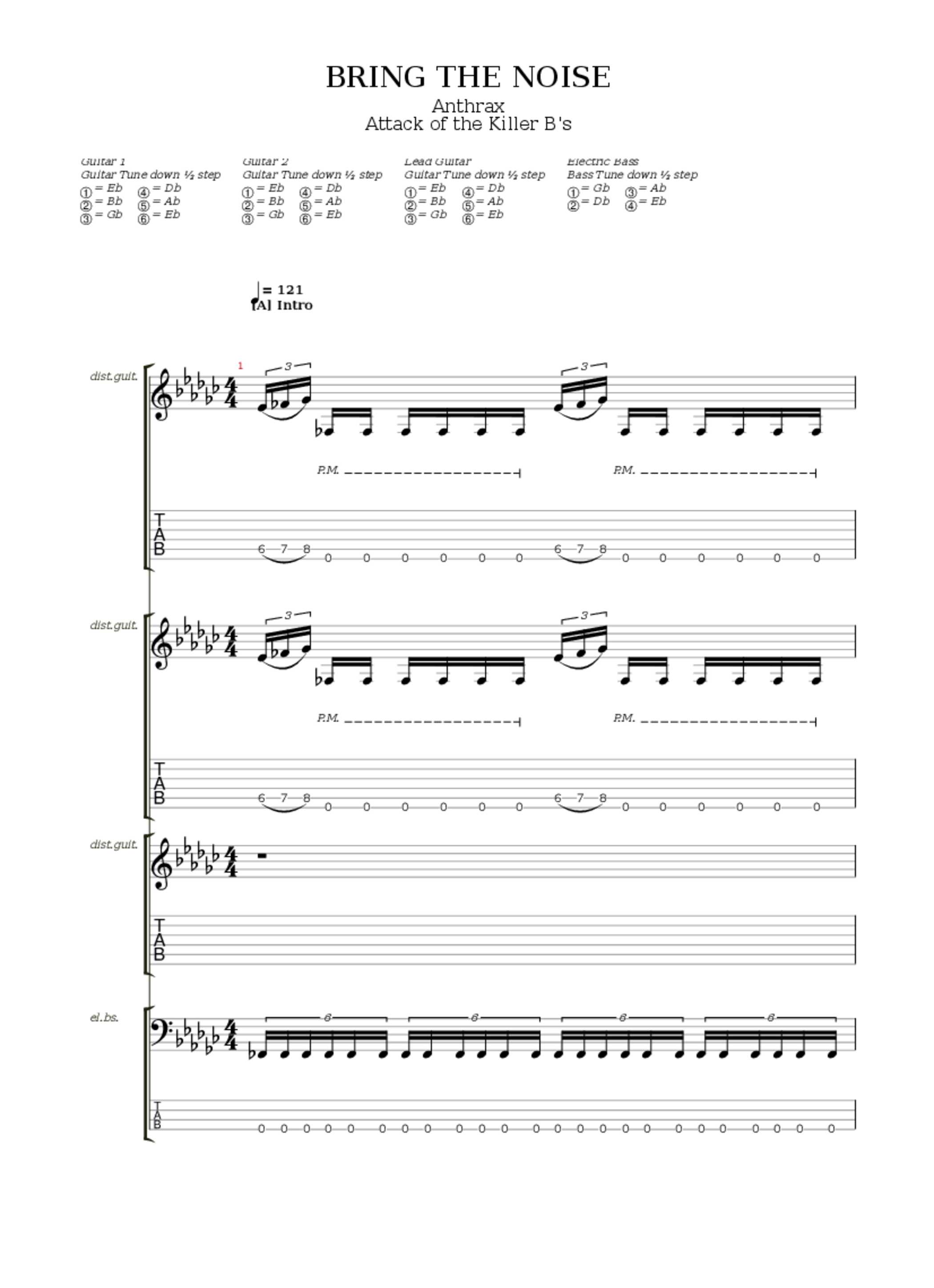 BRING THE NOISE Tab & Chords Anthrax