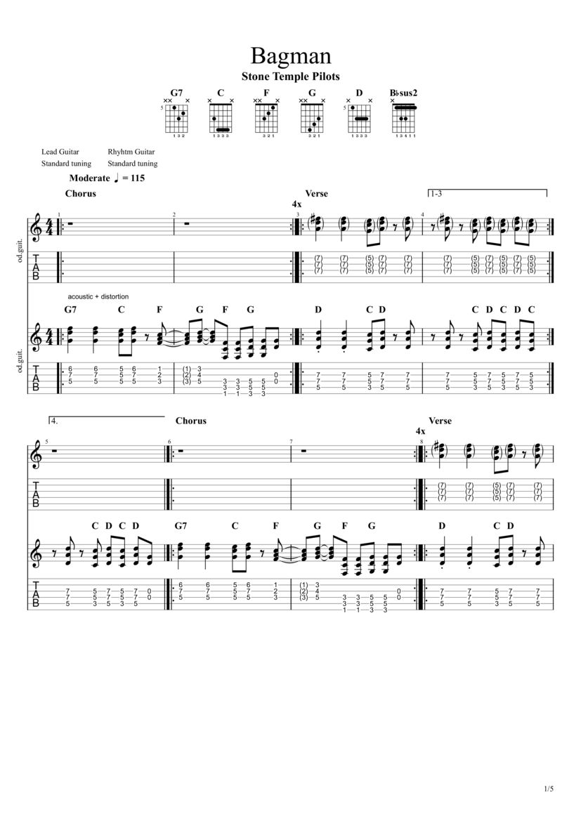 Bagman Tab & Chords Stone Temple Pilots