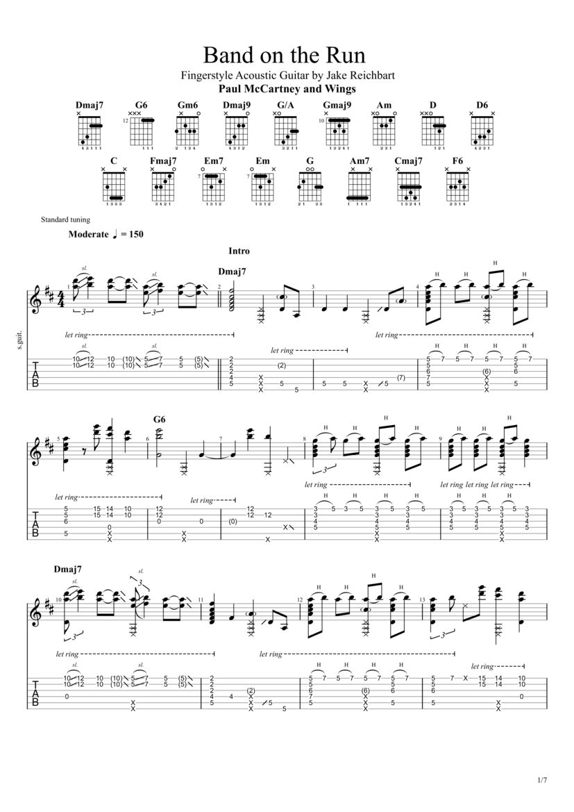 Band on the Run Tab & Chords Paul McCartney & Wings