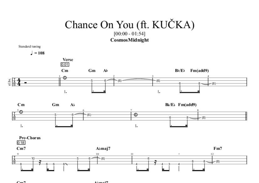 Chance On You ft. KUČKA Tab & Chords CosmosMidnight