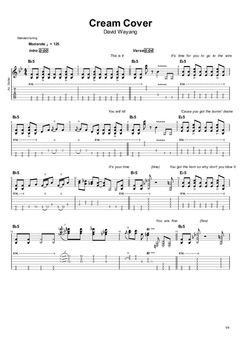 Cream Cover by Prince Chords & Tabs David Wayang