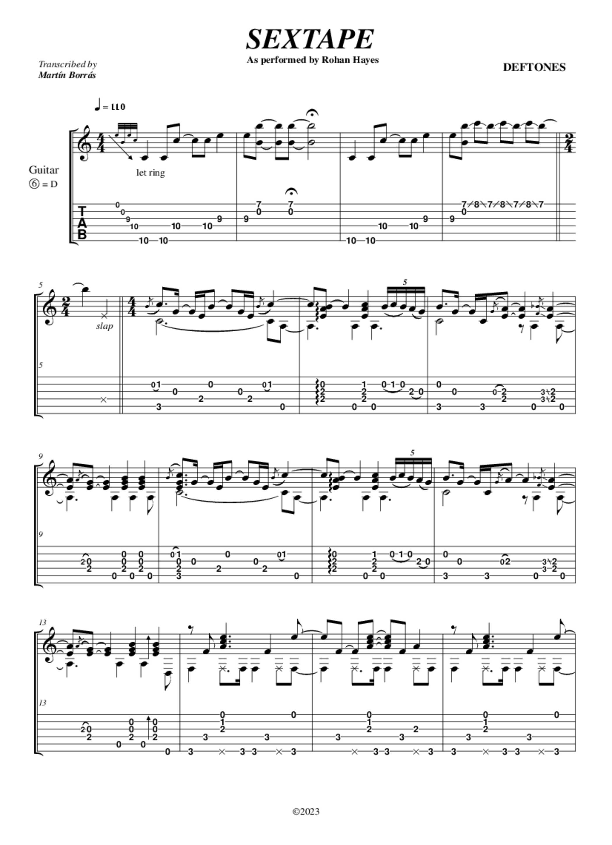 Deftones - Sextape Fingerstyle Tab - Rohan Hayes | PaidTabs