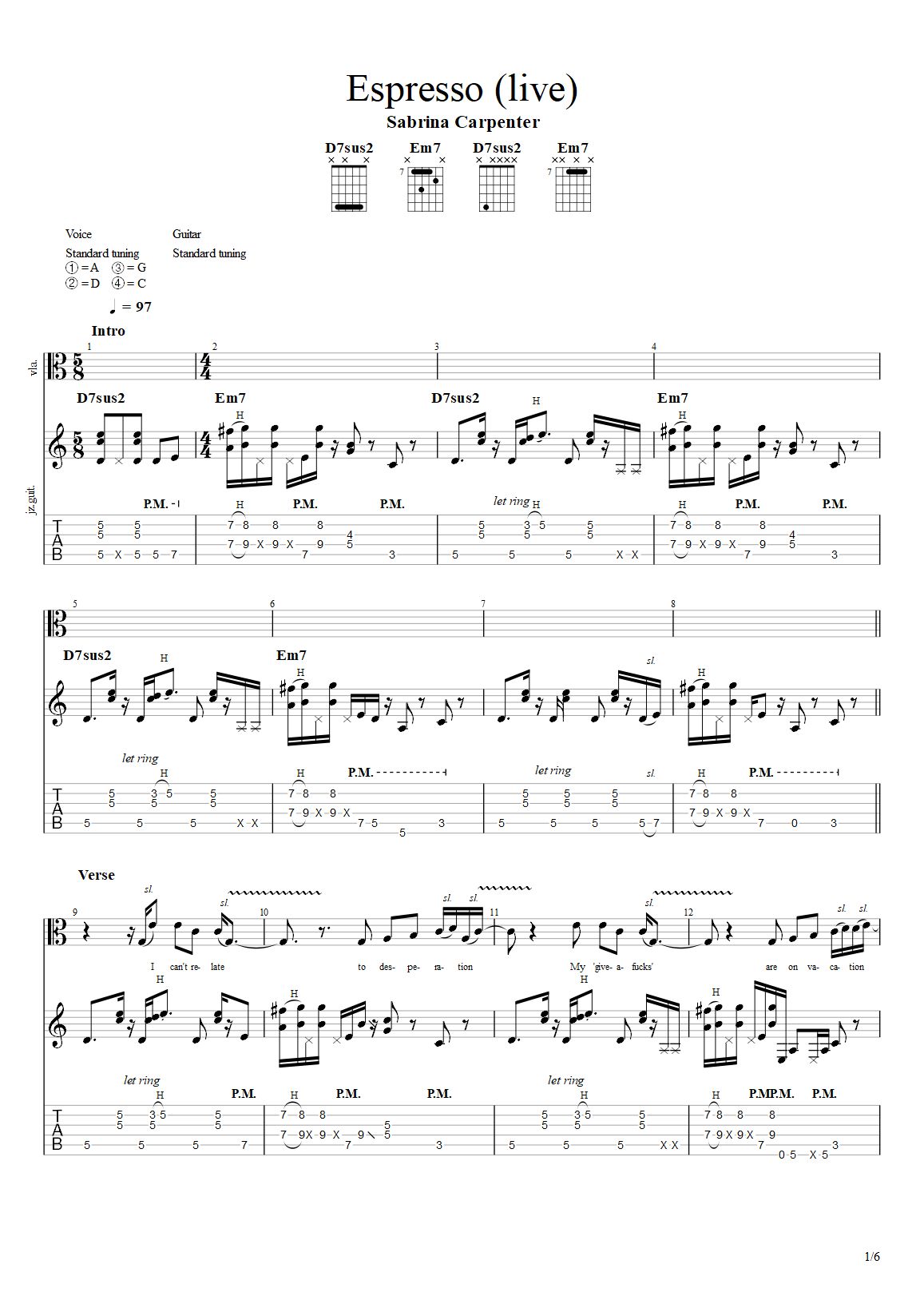 Espresso Tab & Chords Sabrina Carpenter