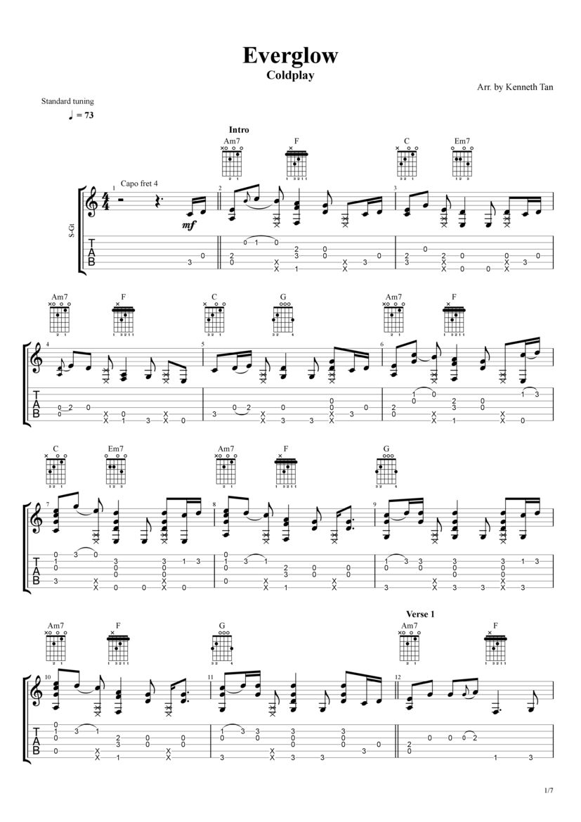 Everglow Coldplay Fingerstyle Acoustic