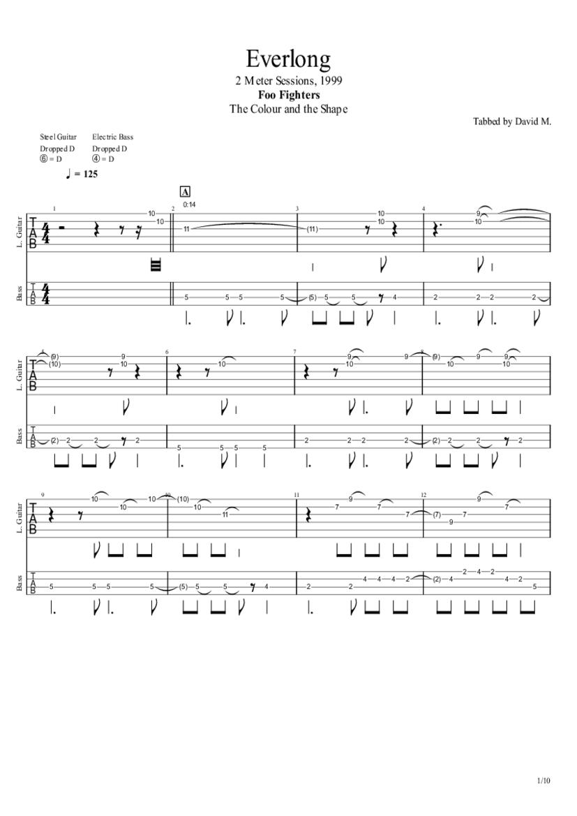 Everlong Live on 2 Meter Sessions 1999 Tab Foo Fighters