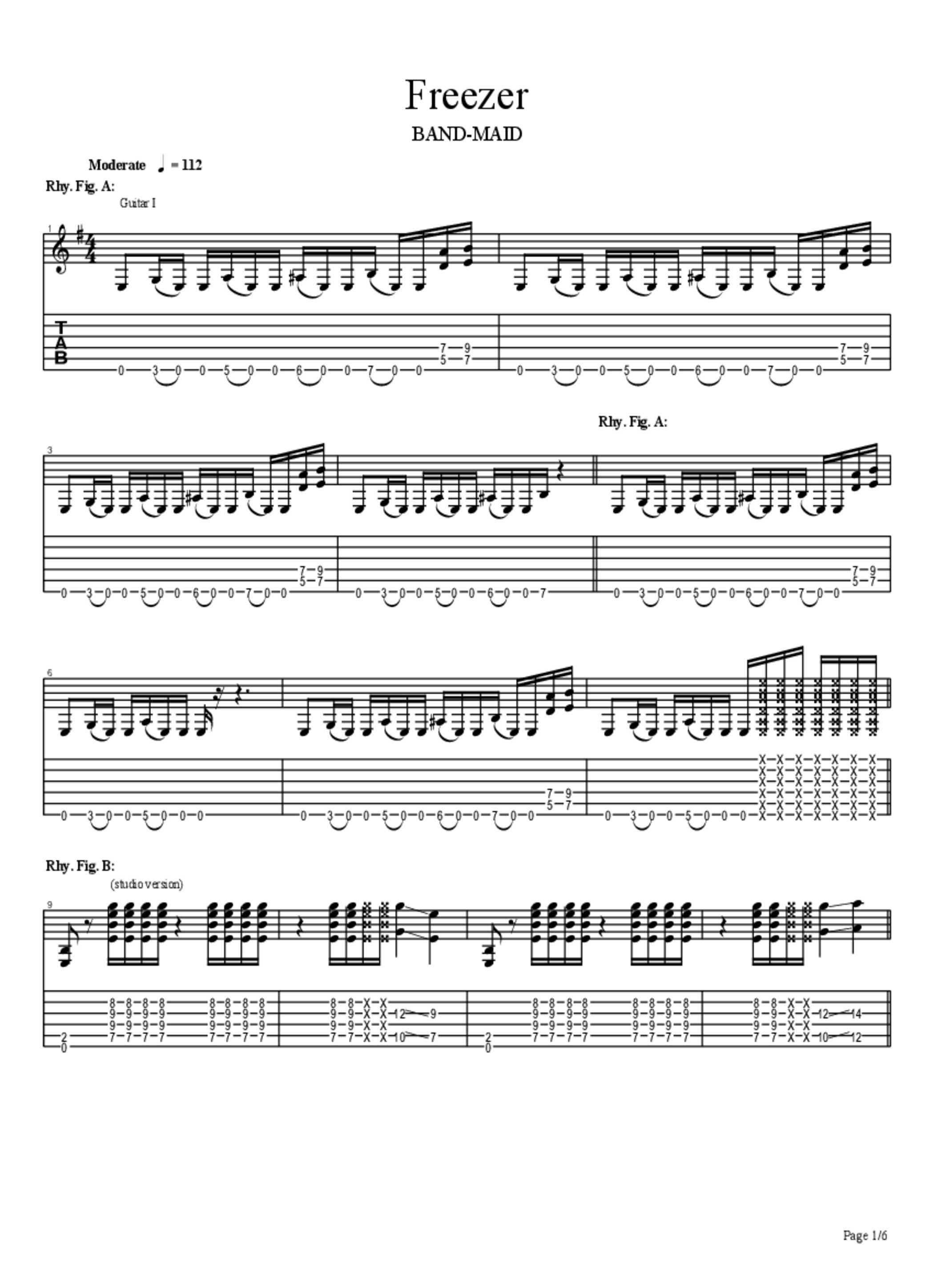 FREEZER Tab & Chords BAND MAID