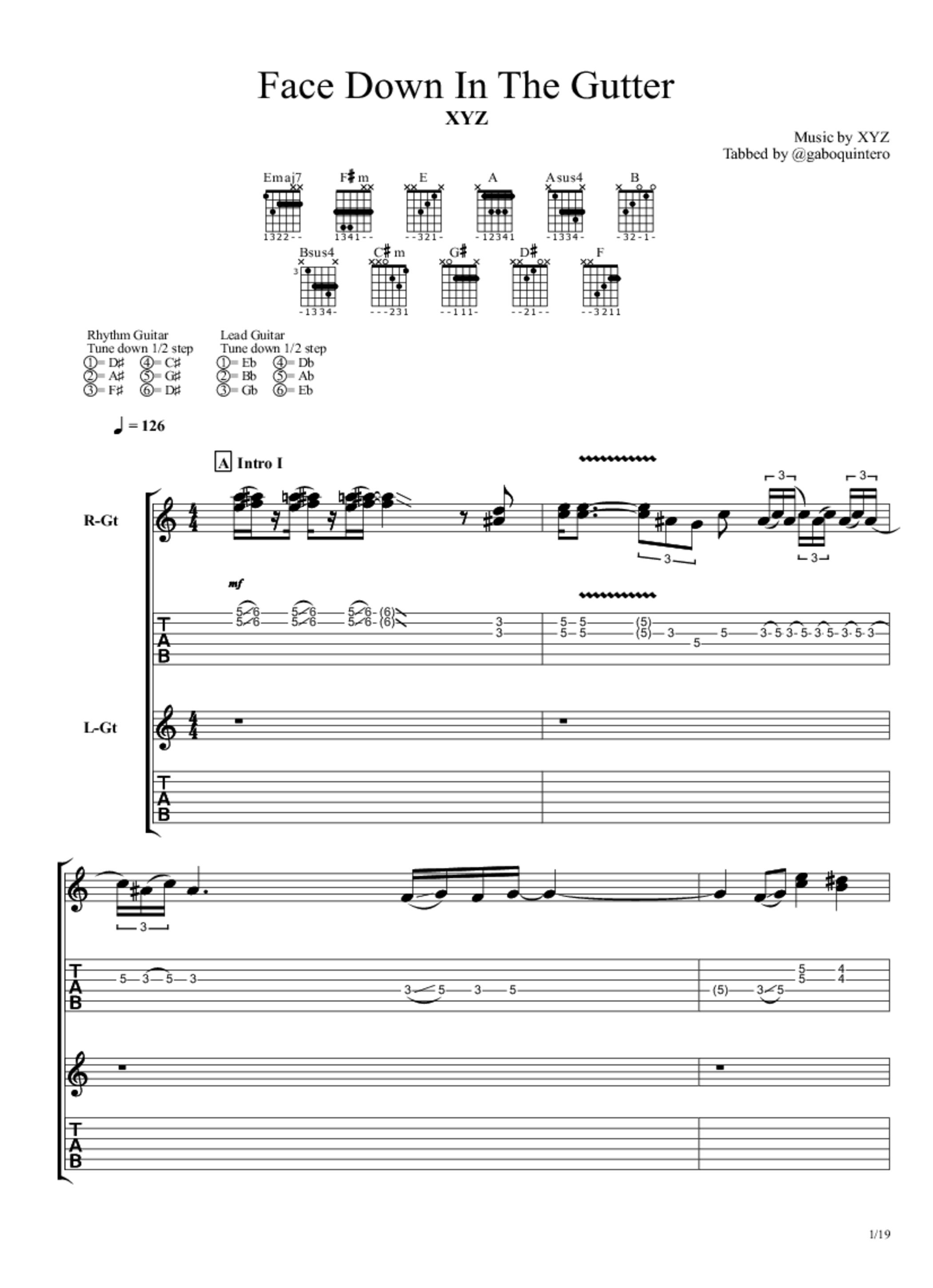 Face Down Guitar Chords