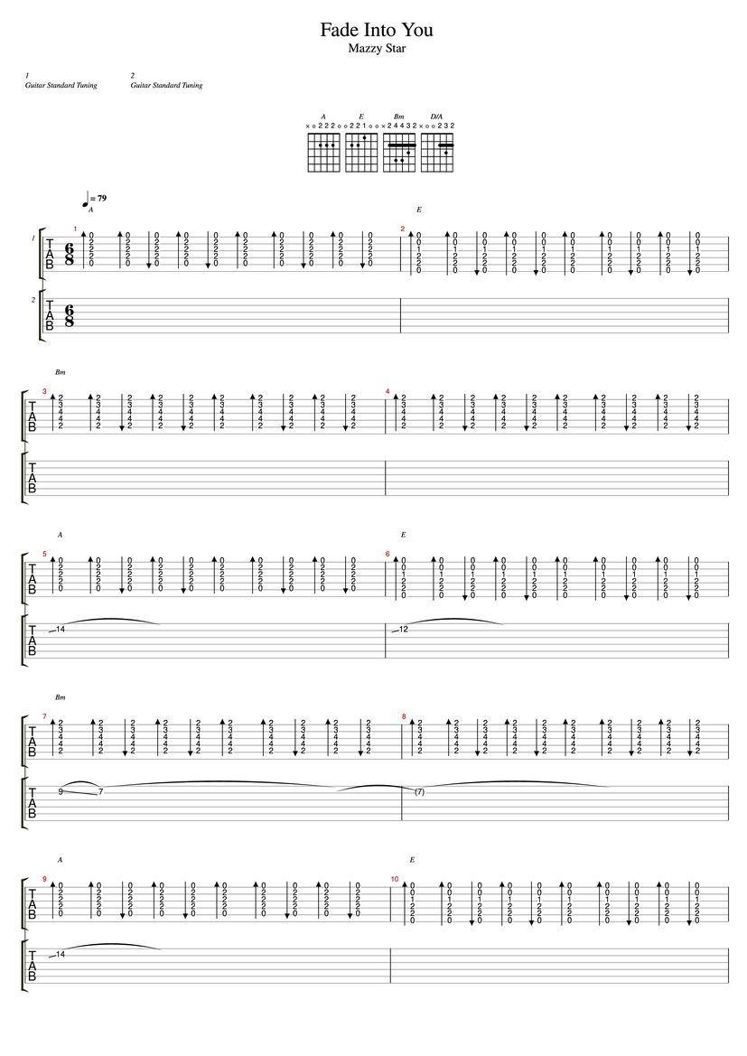 Fade Into You Tab & Chords Mazzy Star