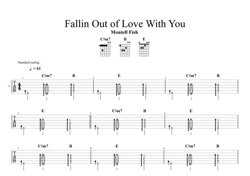 Fallin Out of Love With You Tab & Chords Montell Fish