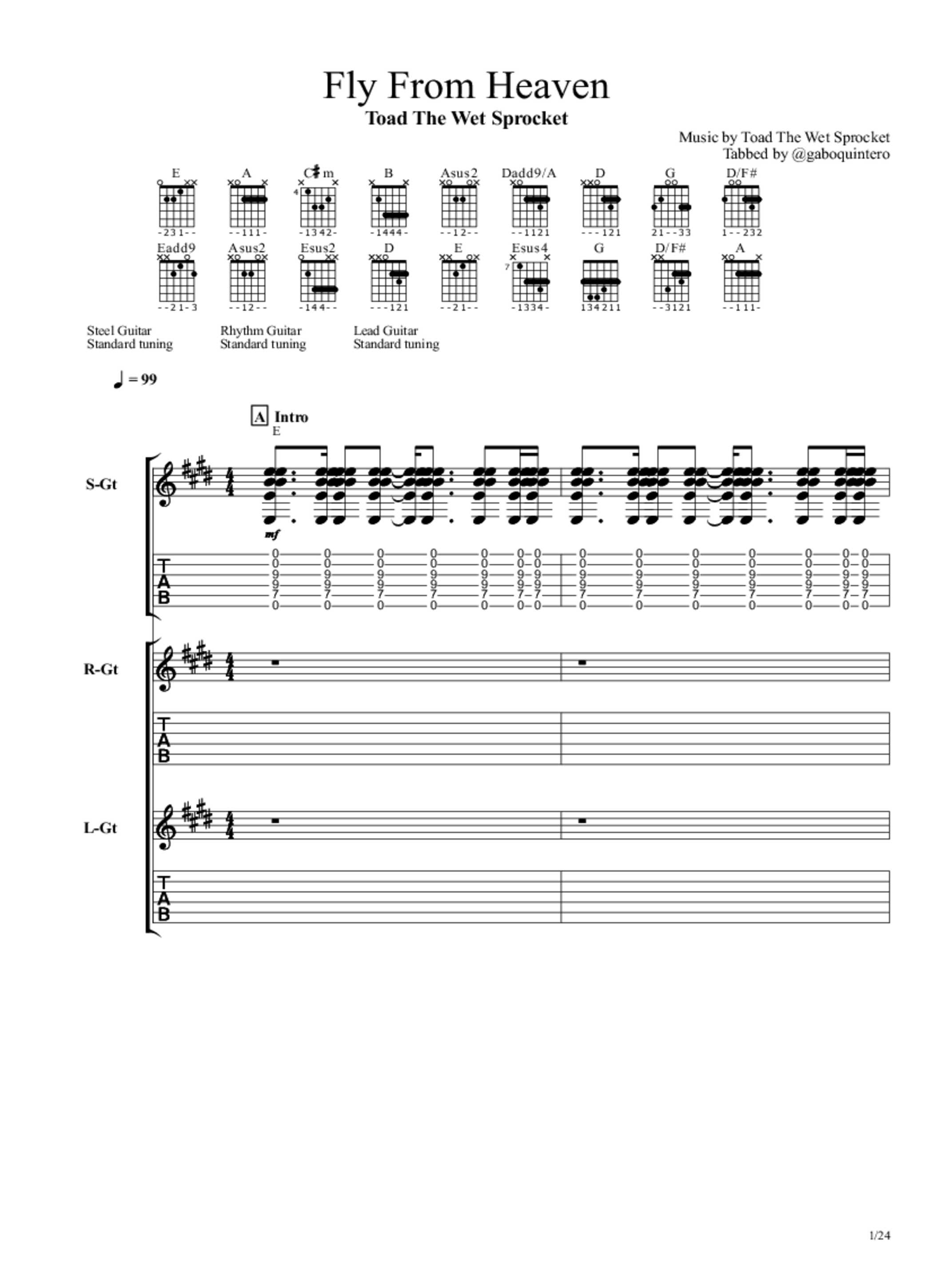 Fly From Heaven Chords & Tabs Toad The Wet Sprocket
