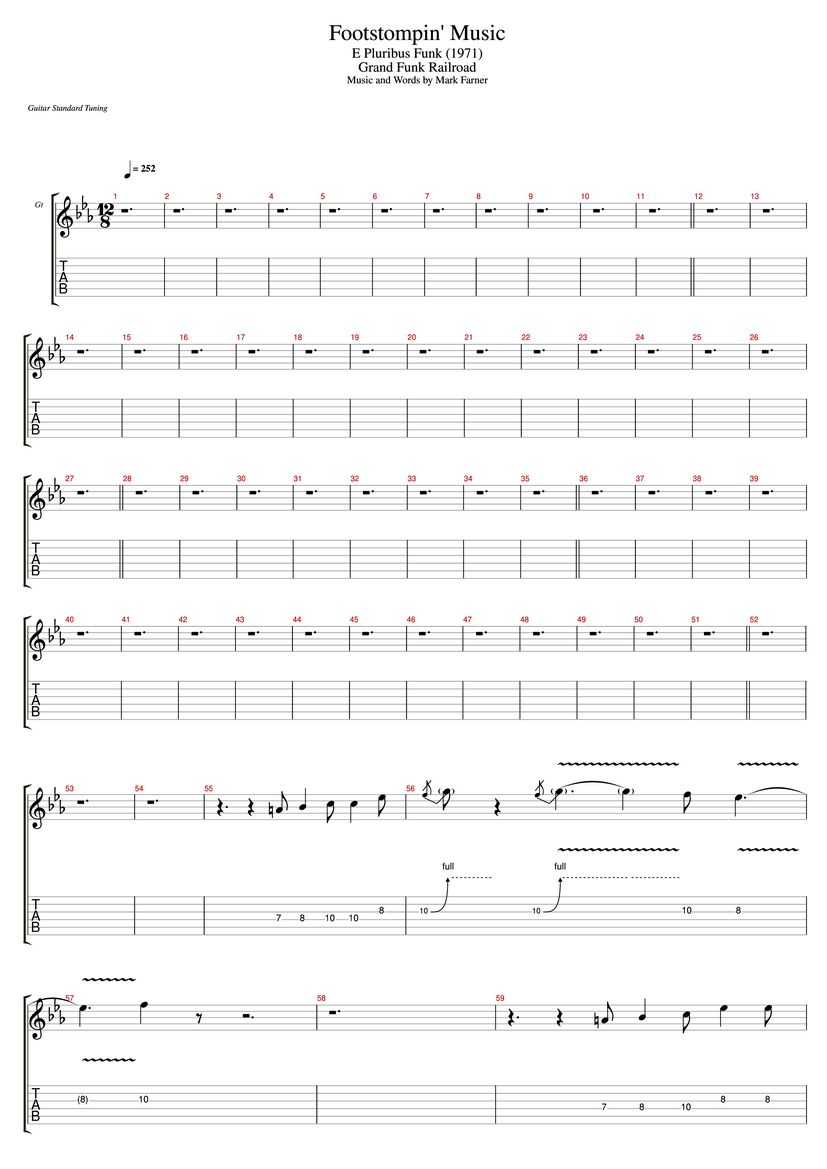 Footstompin' Music Tab & Chords Grand Funk Railroad