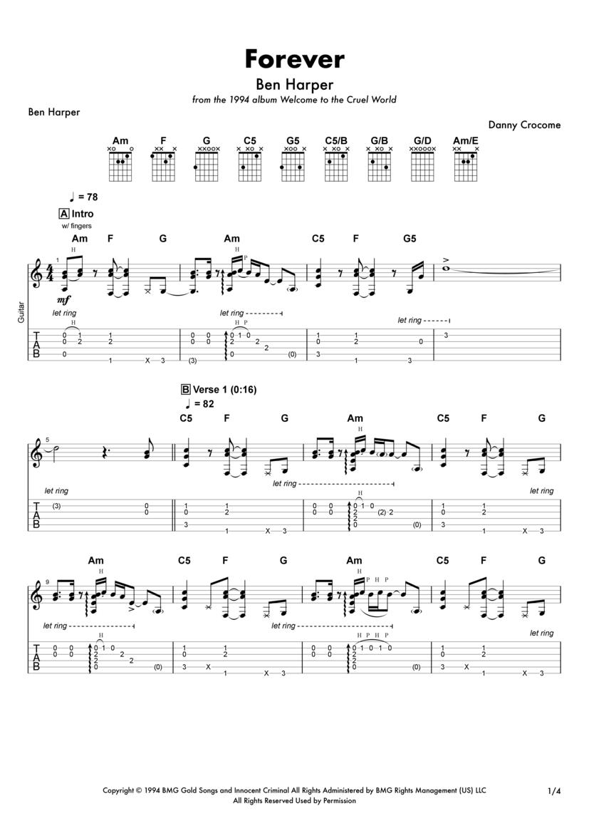 Forever Fingerstyle Tab & Chords Ben Harper