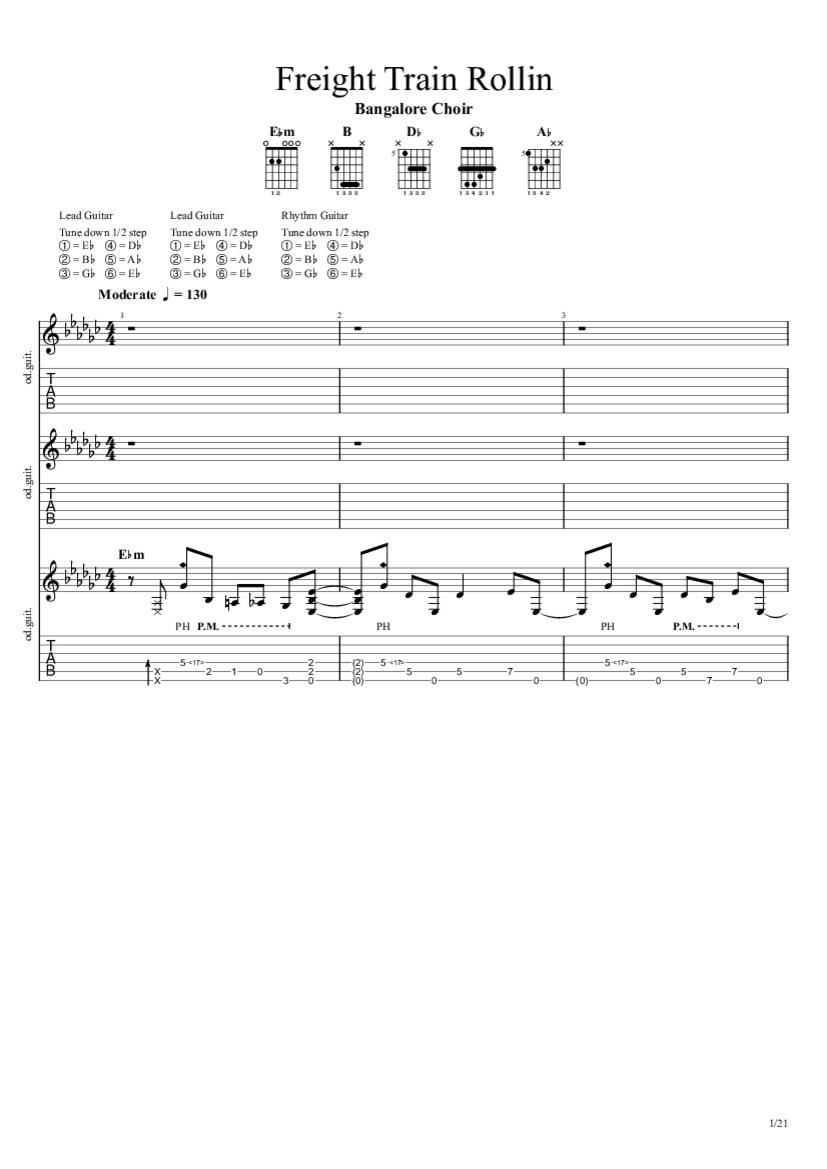 Freight Train Rollin' Tab & Chords Bangalore Choir