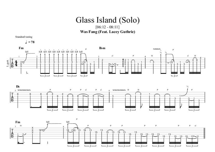 Glass Island Solo Tab & Chords Wax Fang
