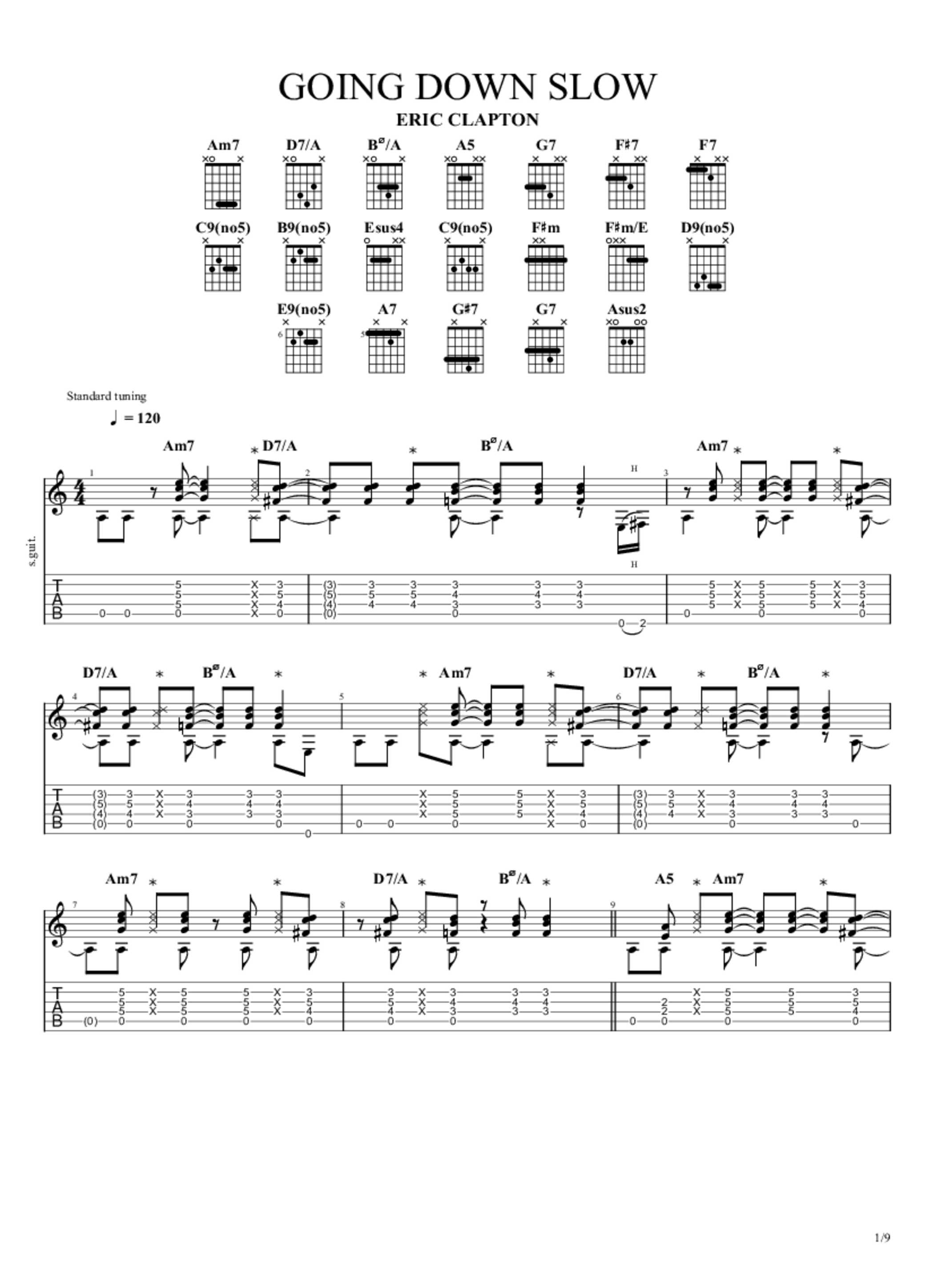 PDF Sample of Going Down Slow Lockdown guitar tab & chords by Eric