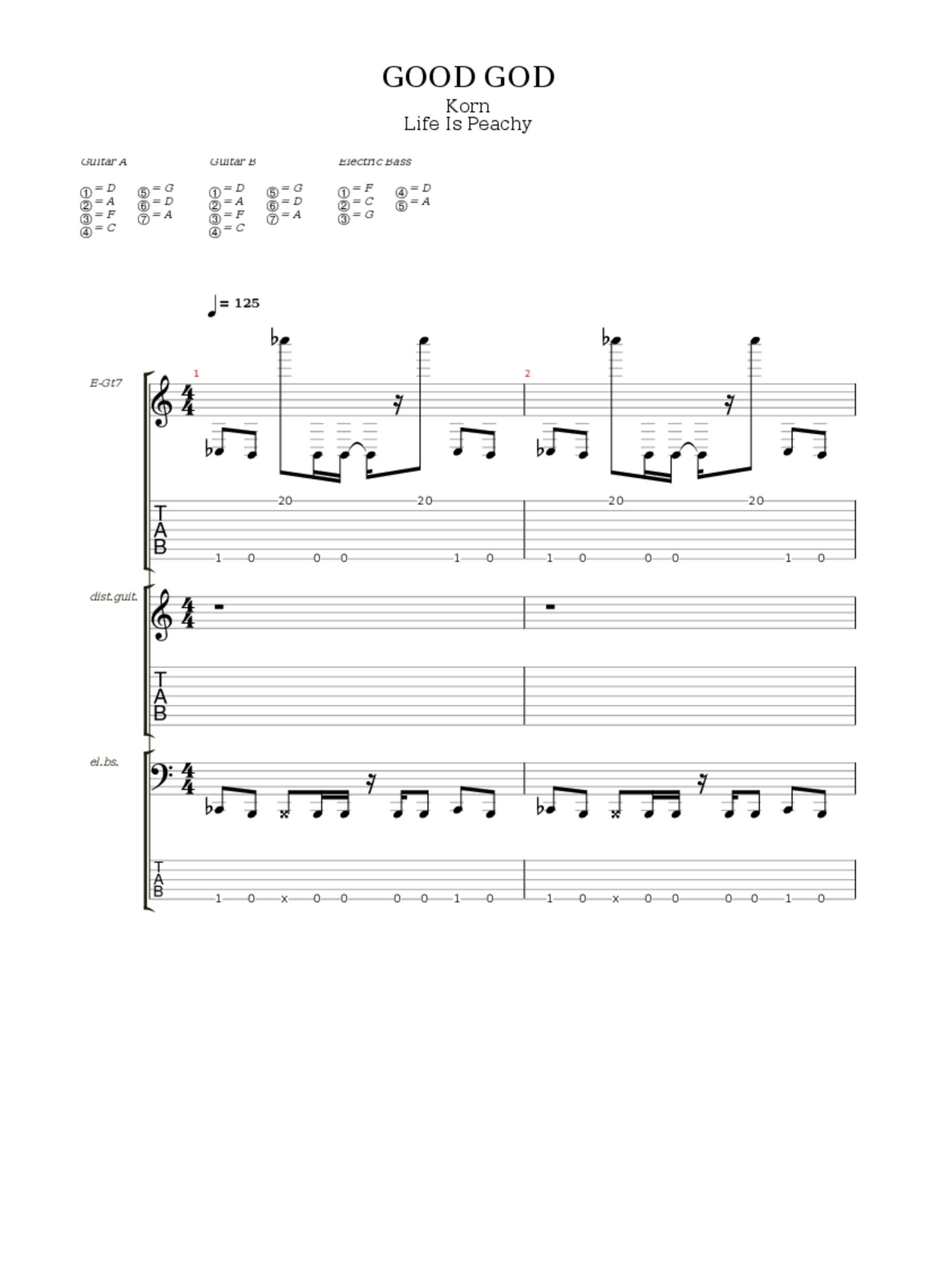 Good God Tab & Chords Korn