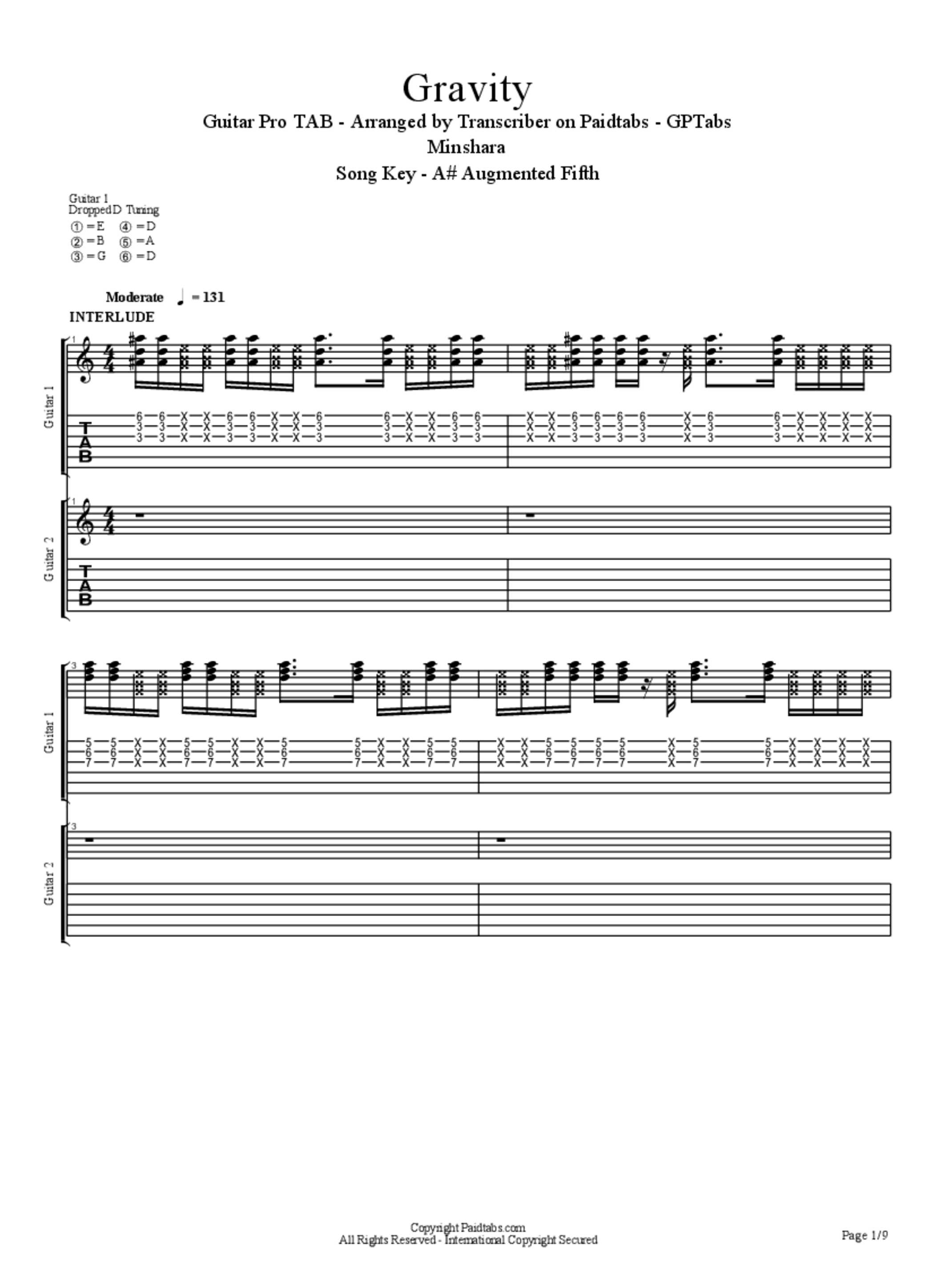 Gravity Guitar Chords