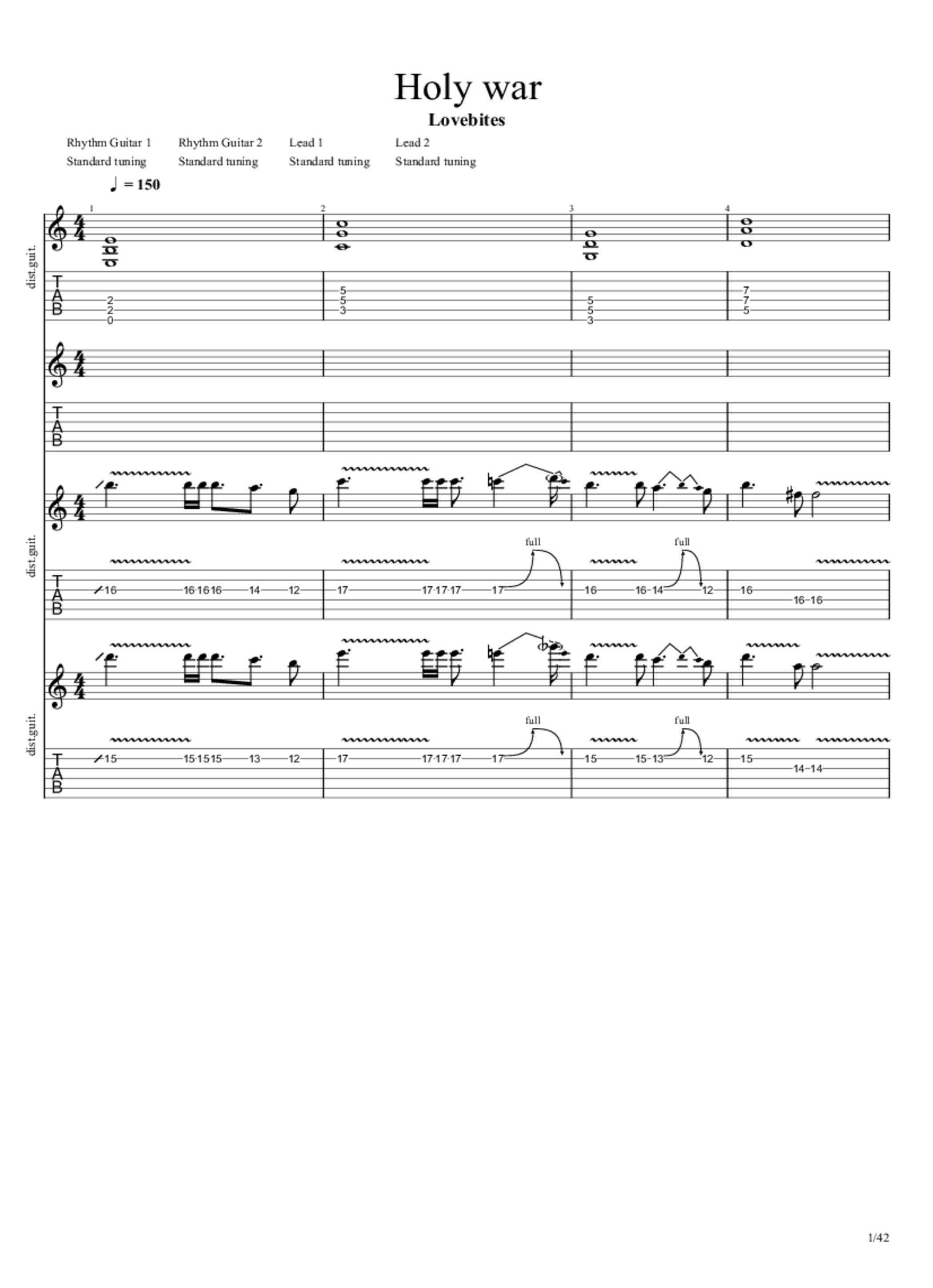 HOLY WAR Tab & Chords Lovebites