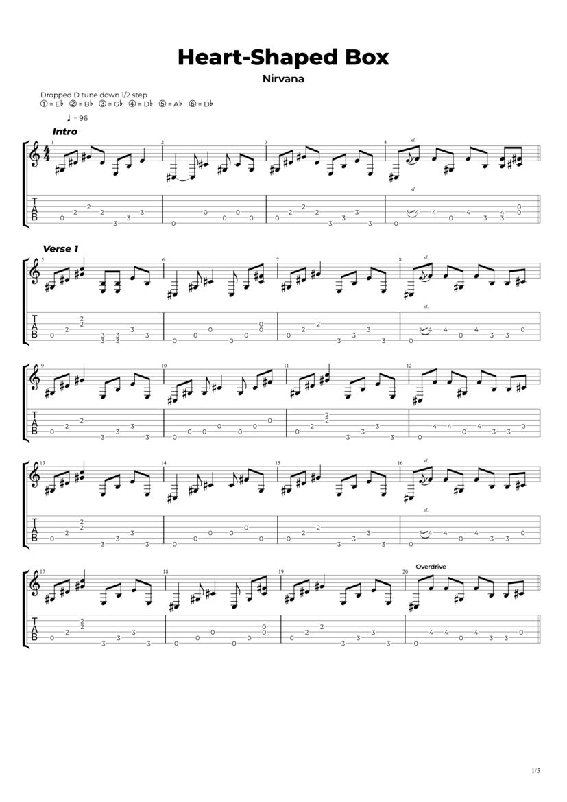 Heart Shaped Box Tab Nirvana