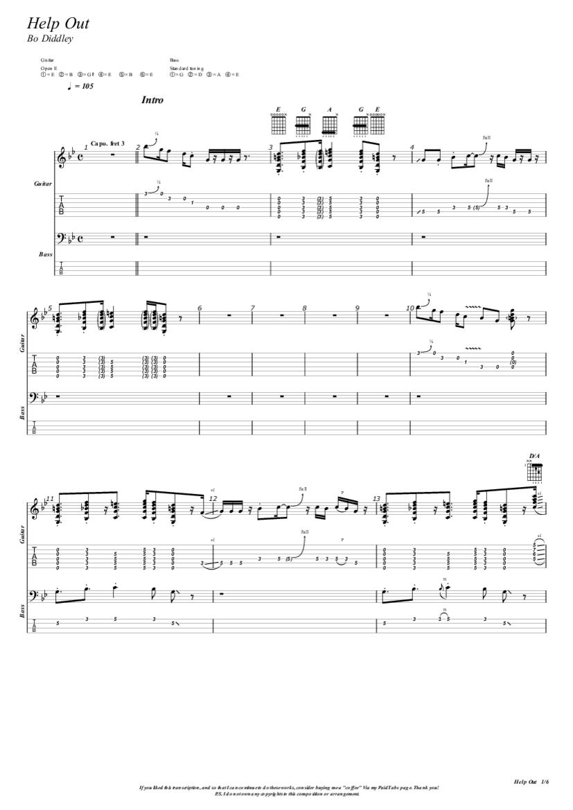 Help Out Tab Bo Diddley