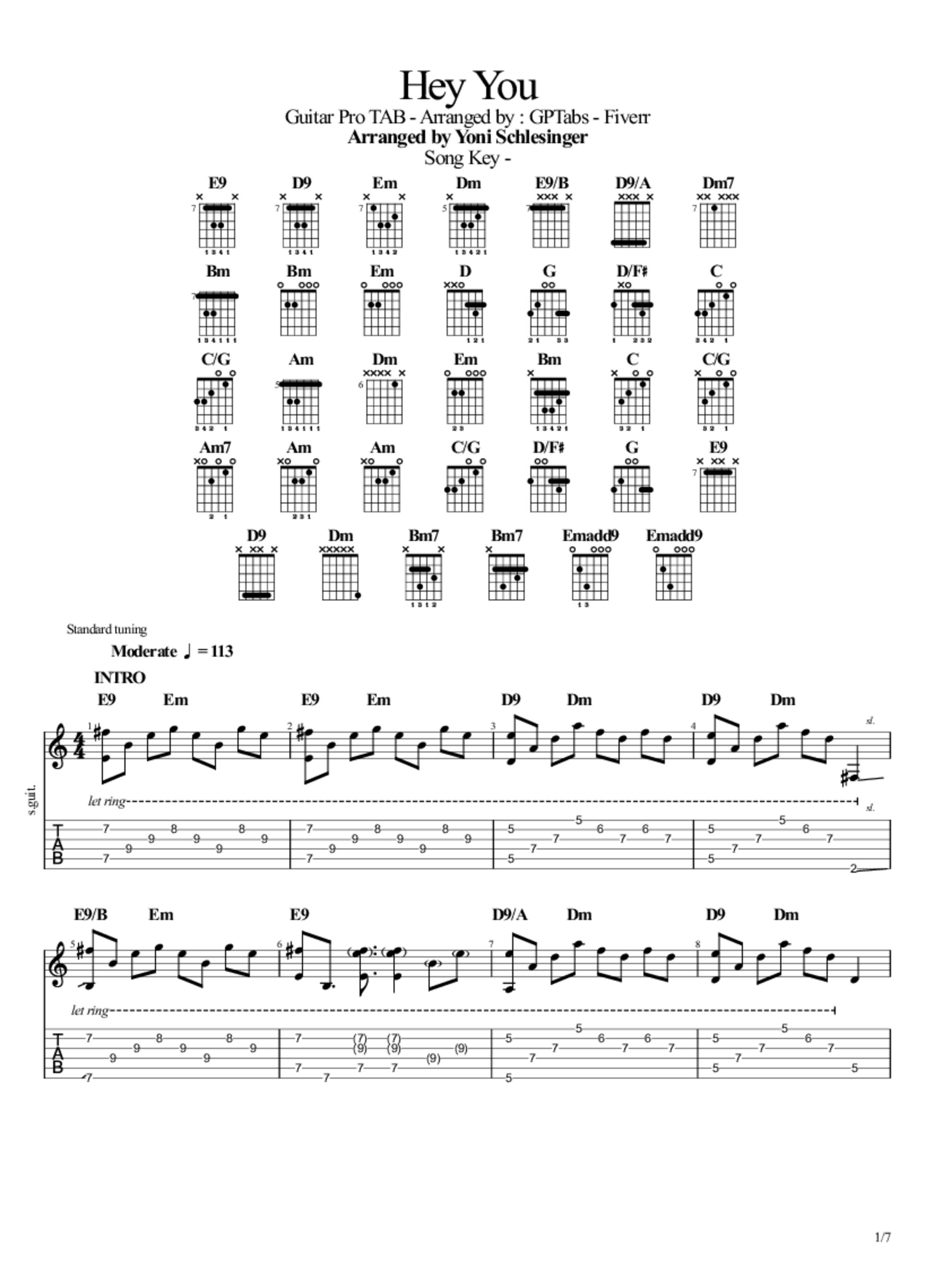 Hey You Pink Floyd Acoustic Cover Tab Yoni Schlesinger