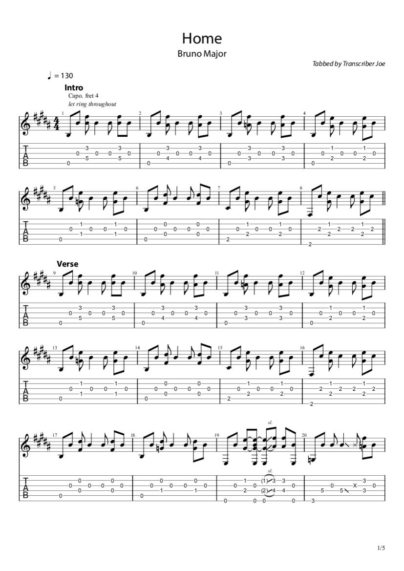 Home Tab & Chords Bruno Major