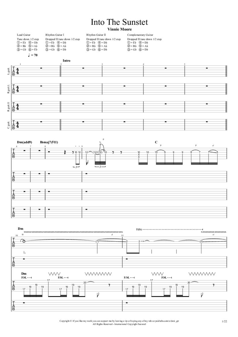 Into The Sunset Tab & Chords Vinnie Moore