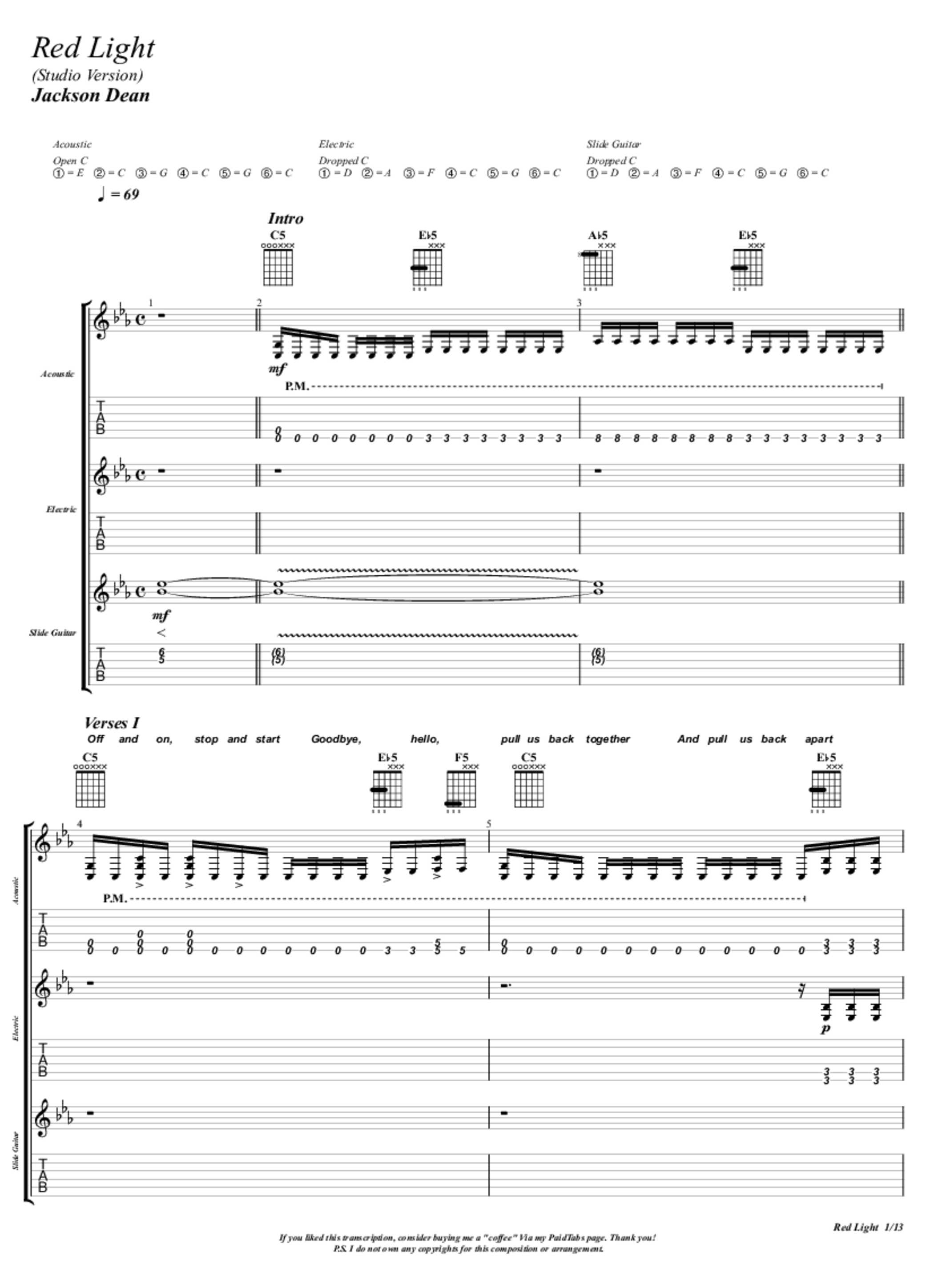 Red Light Tab & Chords JacksonDean