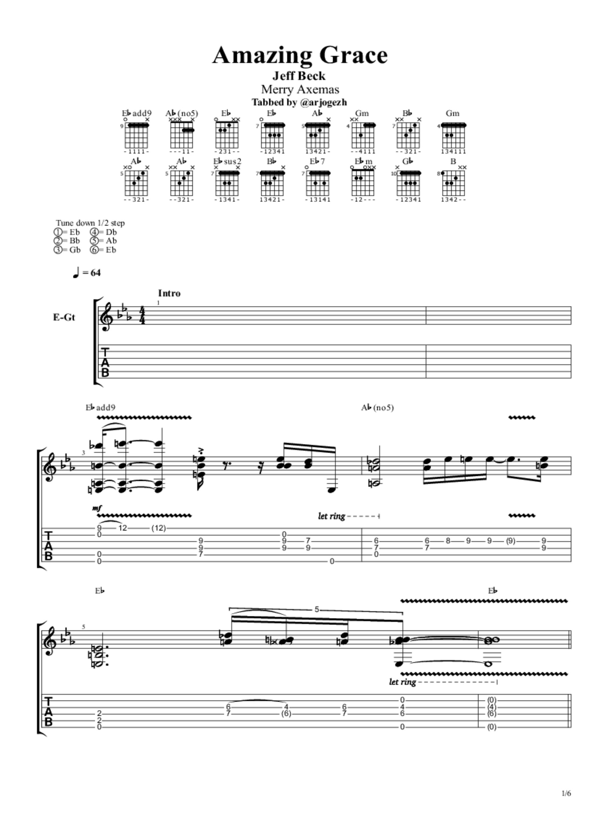 Jeff Beck Amazing Grace Tab & Chords Trinitysunrise